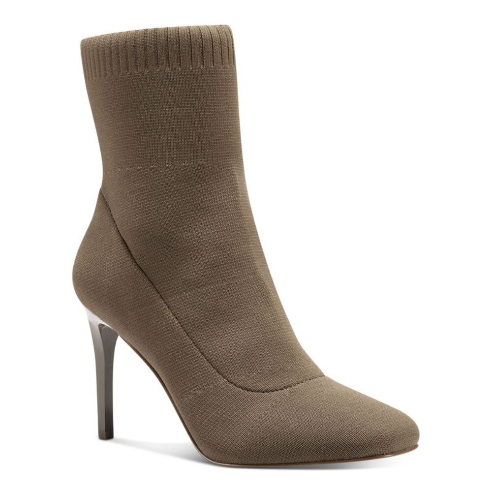INC Womens Tan Brown Knit Sock Styling Vidalia Square Toe Stiletto Booties 6.5 M